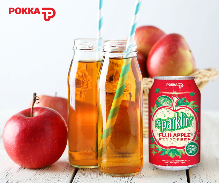 Pokka Sparkling Fuji Apple Juice Less Sugar 325ml x 24
