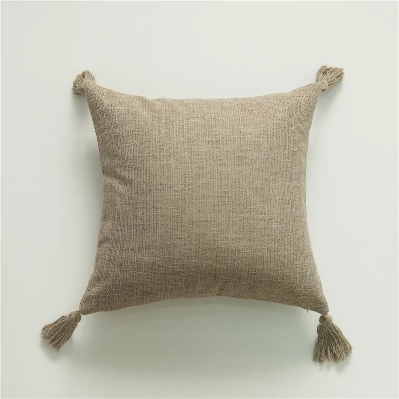 Linen Pillow Case With Tassel