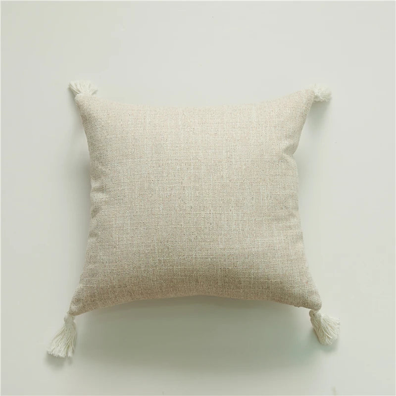 Linen Pillow Case With Tassel