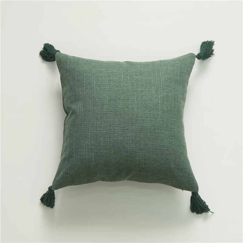 Linen Pillow Case With Tassel