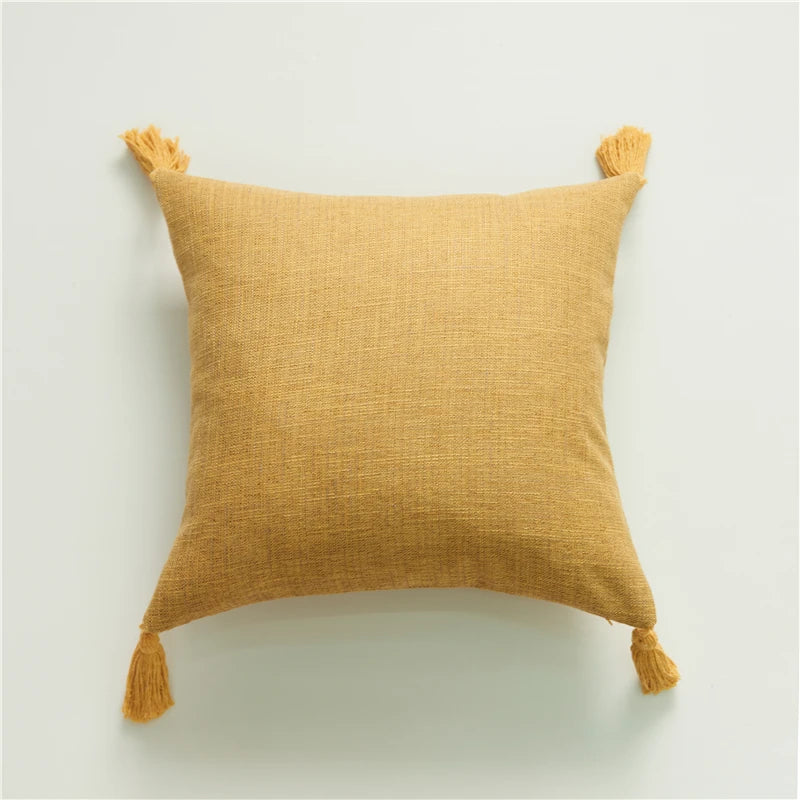 Linen Pillow Case With Tassel