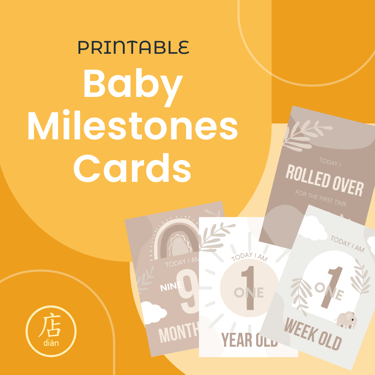 PRINTABLE Baby Milestone Cards – Newborn to 1 Year Old | Instant Download | Gender-Neutral Photo Prop for Baby Memory Keepsakes - Dian by Nimbus Labs