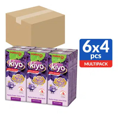 Pokka Kiyo Kyoho Grape Juice Drink Less Sugar (250ml x 6 Tetra Pak x 4) Carton