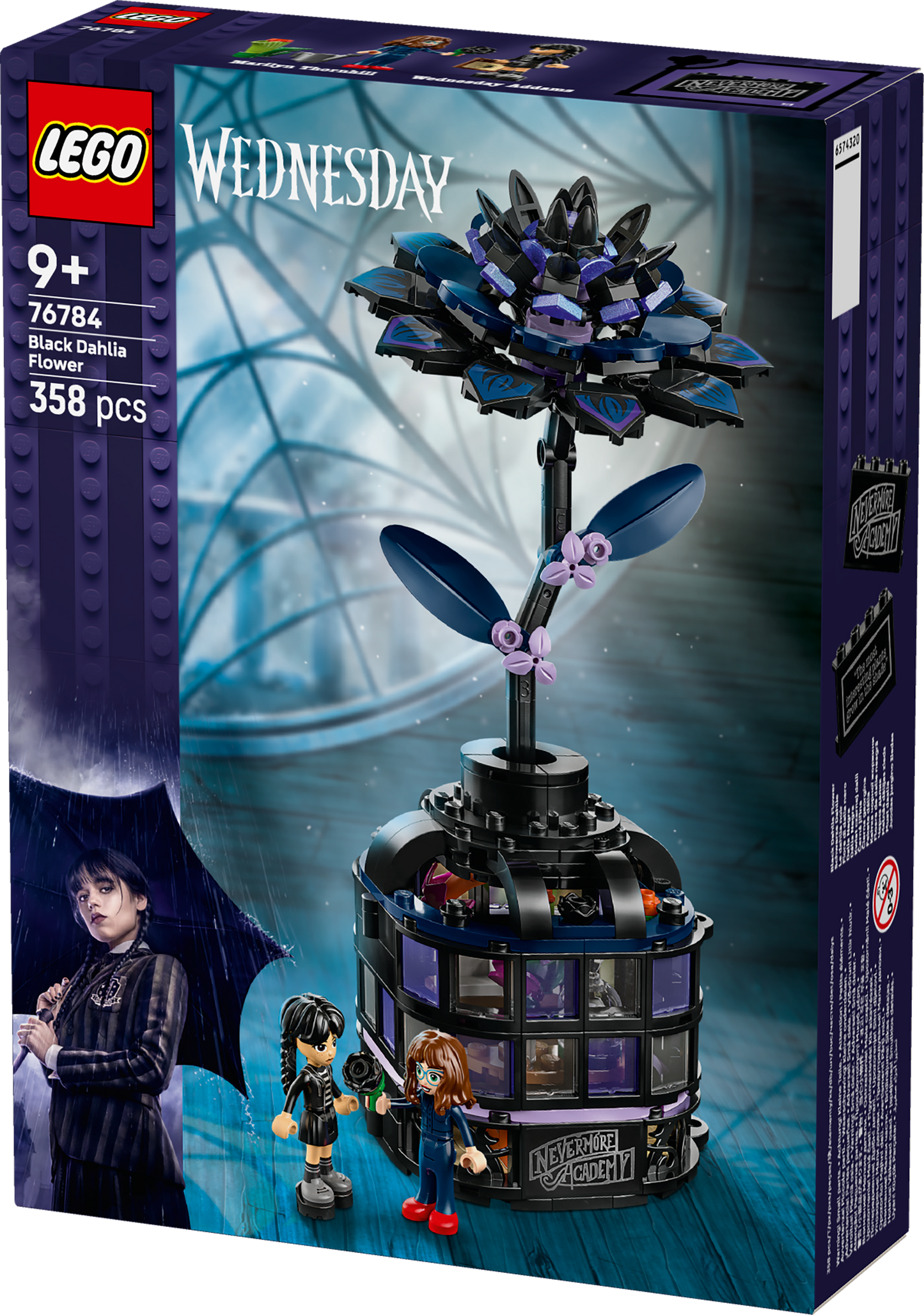 LEGO® Wednesday Black Dahlia Flower Halloween Gift, Faux Plant Room Decor 76784