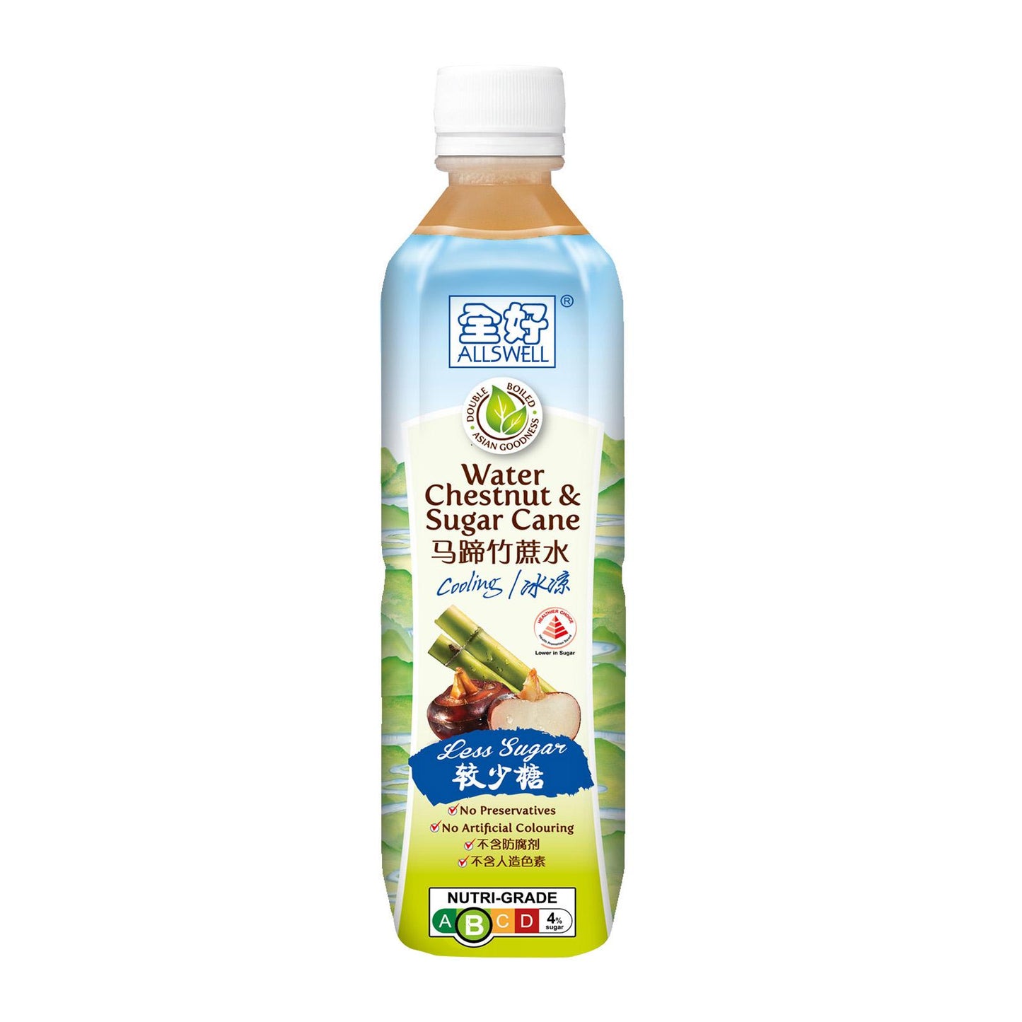 Allswell Bottle Drink - Water Chestnut & Sugar Cane - Less Sugar (500ml x 12)