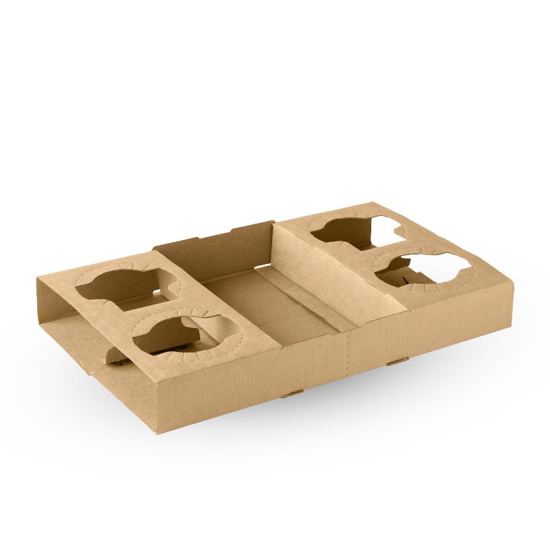 BioPak 2 & 4-cup Paper Tray eco-friendly biodegradable cardboard drink holder for takeaway cups