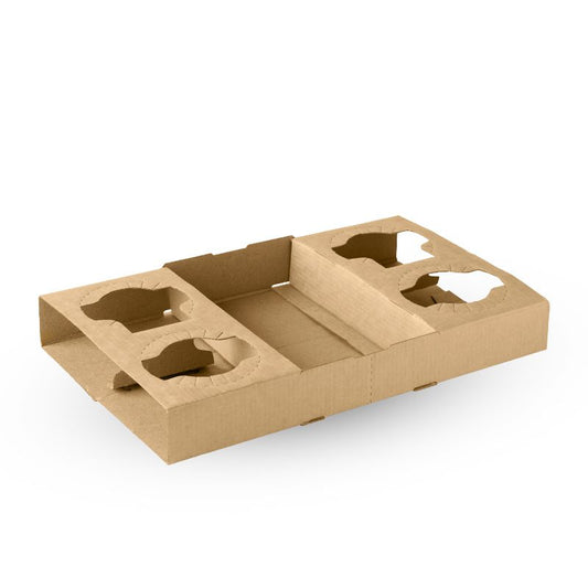 BioPak 2 & 4-cup Paper Tray eco-friendly biodegradable cardboard drink holder for takeaway cups