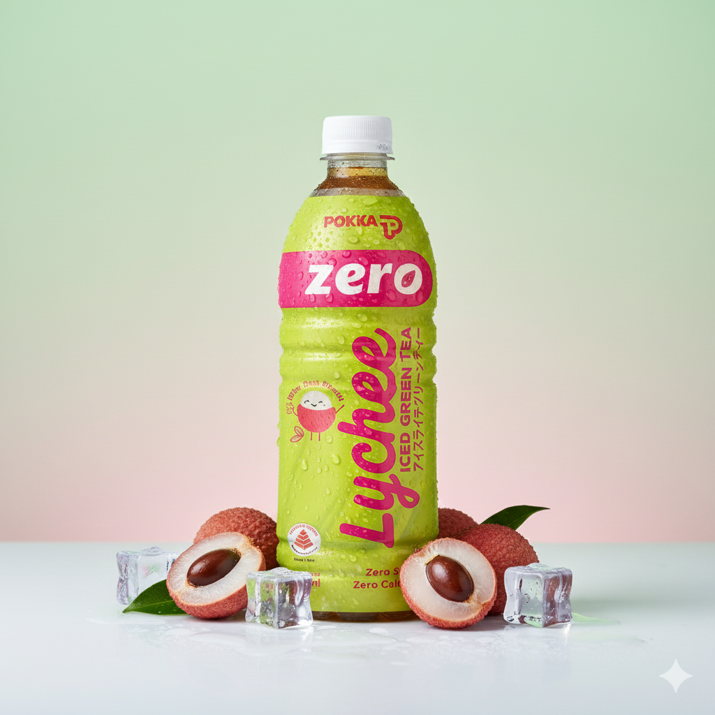 Pokka Ice Lychee Green Tea ZERO SUGAR 500ML X 24