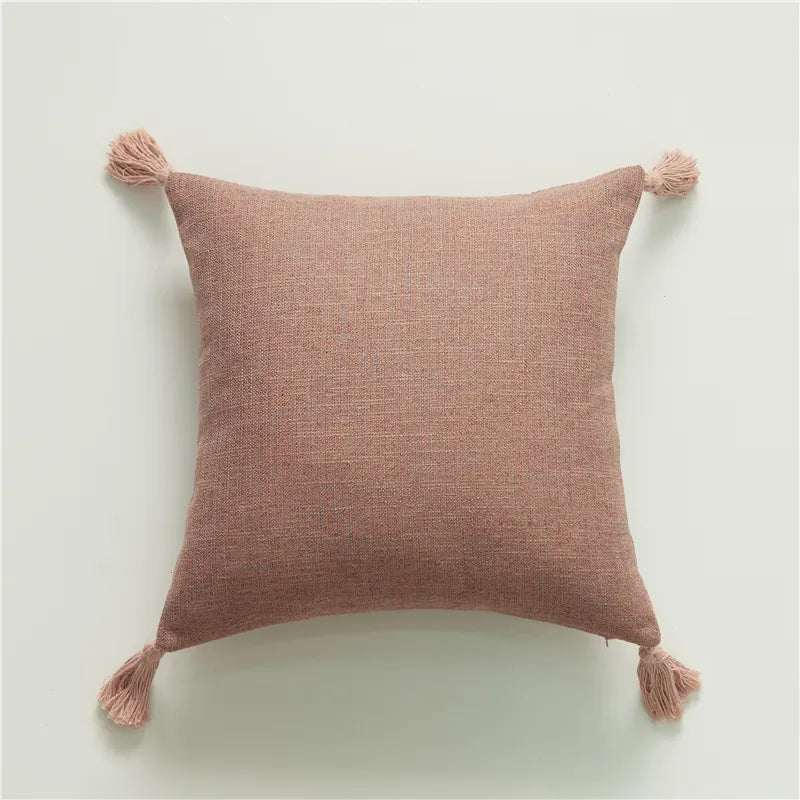 Linen Pillow Case With Tassel