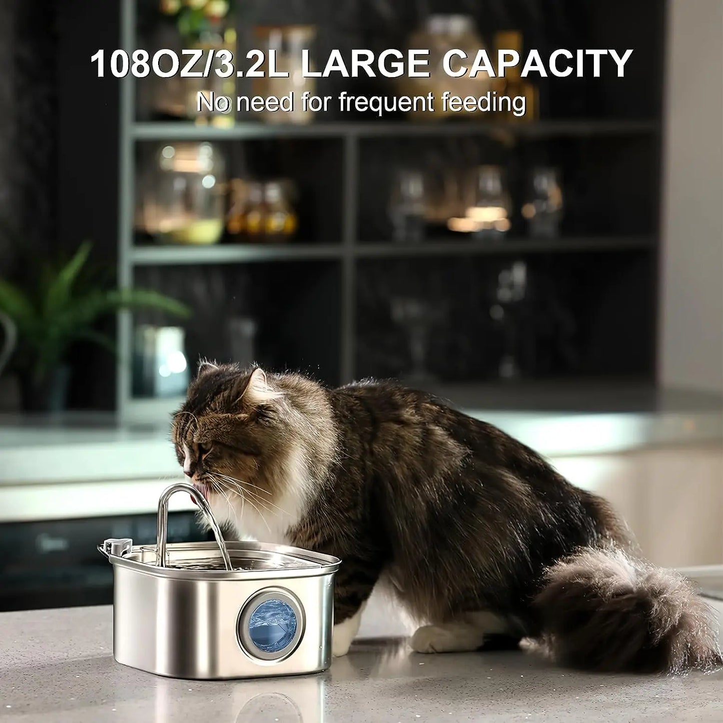 Stainless Steel Pet Water Fountain 3.2L