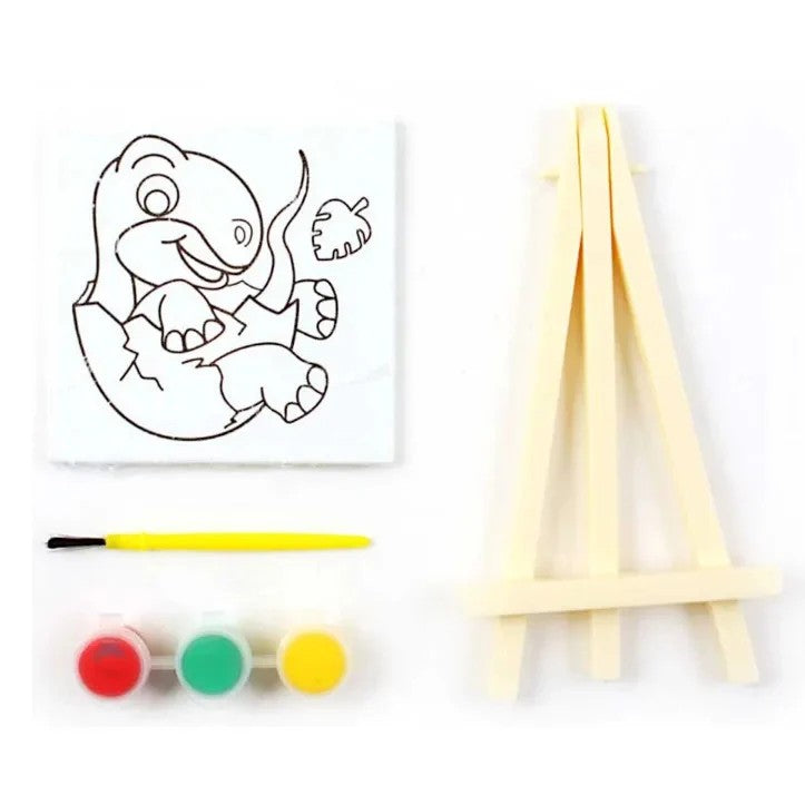 Kids Mini Painting Set - Canvas, Paint & Brush (Assorted Design)