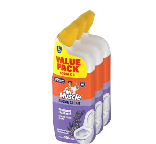 Mr Muscle Toilet Cleaner - Lavender Myst - Value Pack of 3 x 500ml