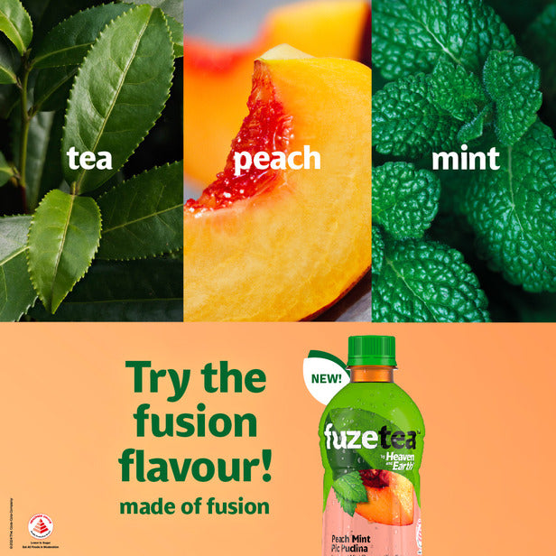 Fuze by Heaven and Earth - Peach Mint Tea (500ml x 12 Bottles) Case