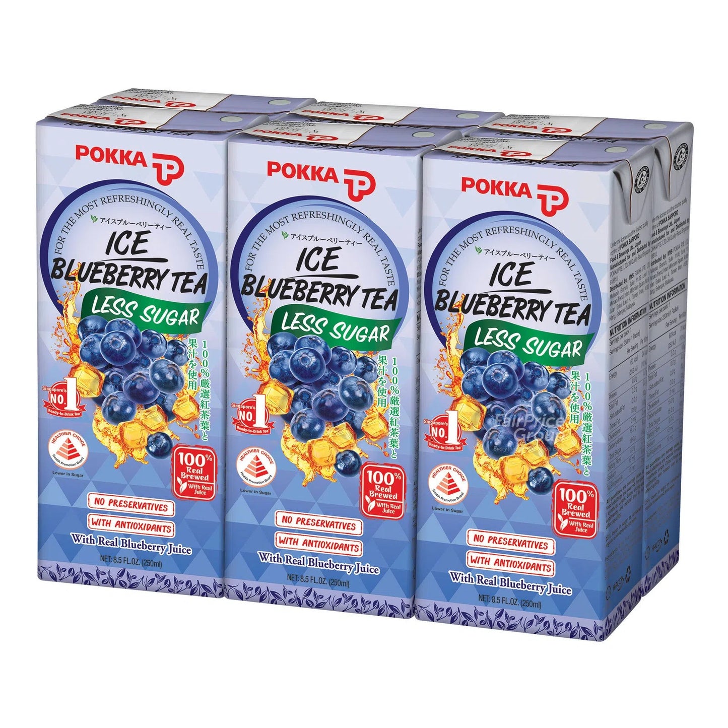 Pokka Ice Blueberry Tea Less Sugar (250ml x 6s) x 4