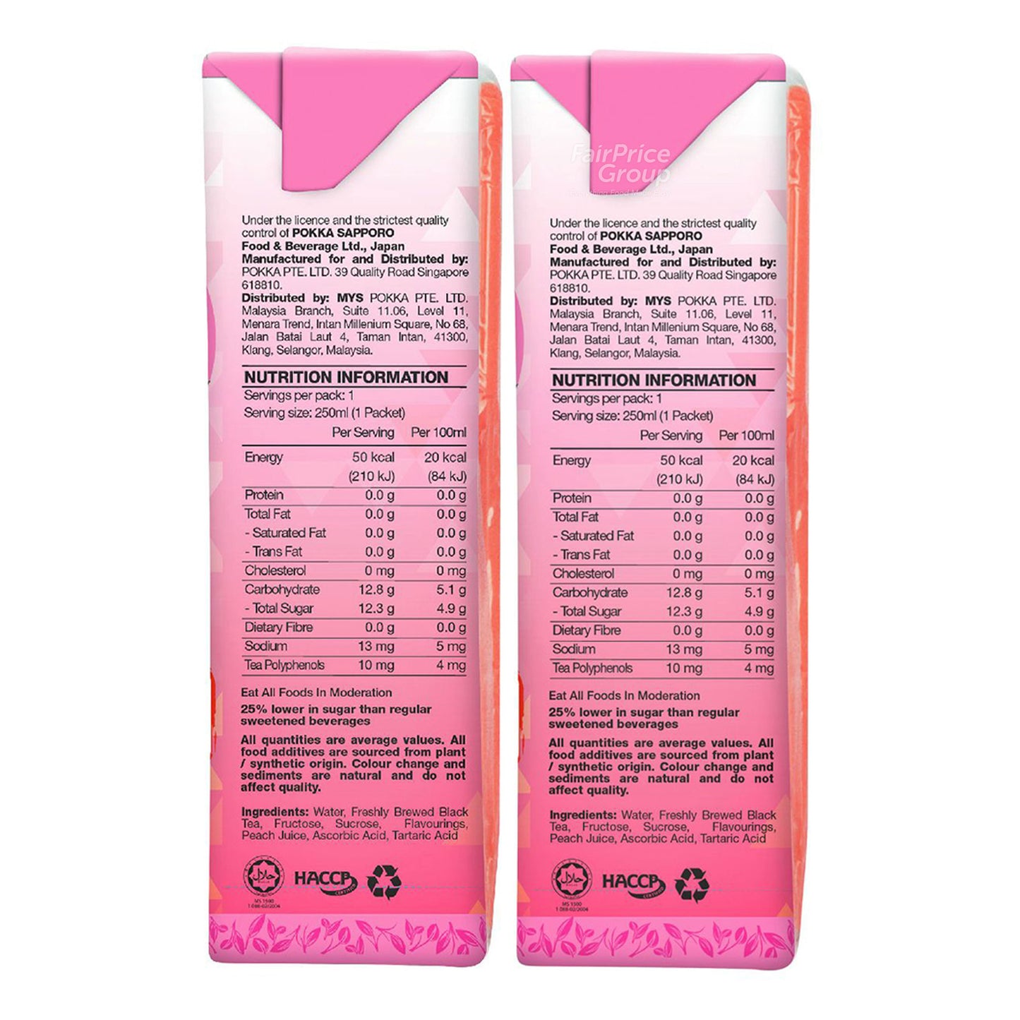 Pokka Ice Peach Tea Less Sugar (250ml x 6s)