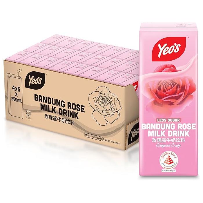 Yeo's Bandung Rose Syrup Drink (250ml x 6 Tetra Pak x 4) Carton