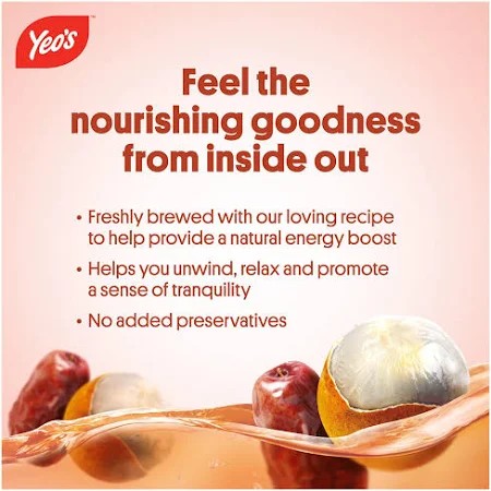 Yeo's Premium Longan Red Date Drink Low Sugar Multipack (250ml x 6)