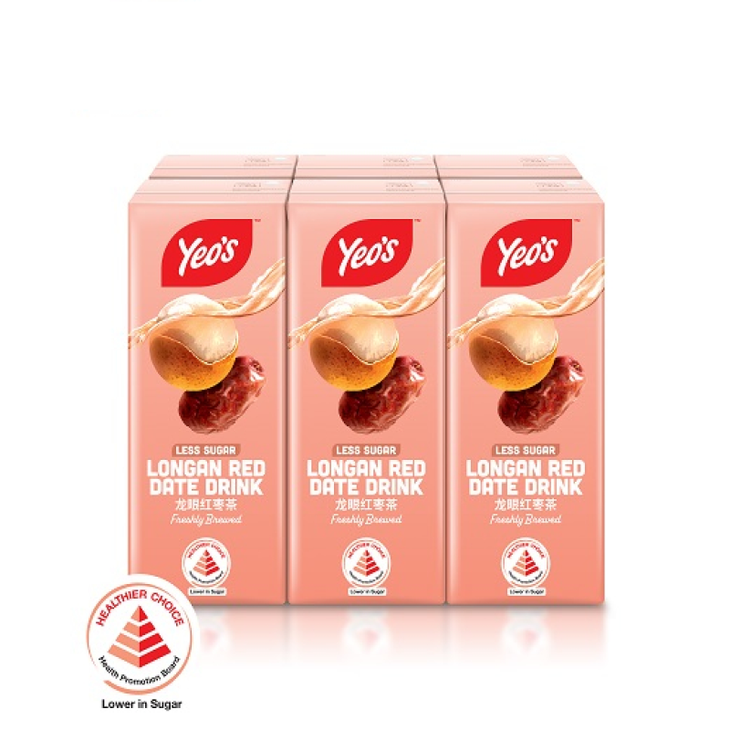 Yeo's Premium Longan Red Date Drink Low Sugar Multipack (250ml x 6)