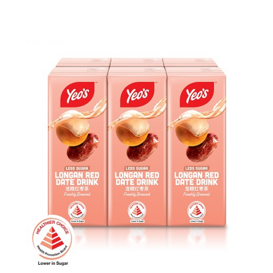 Yeo's Premium Longan Red Date Drink Low Sugar Multipack (250ml x 6)