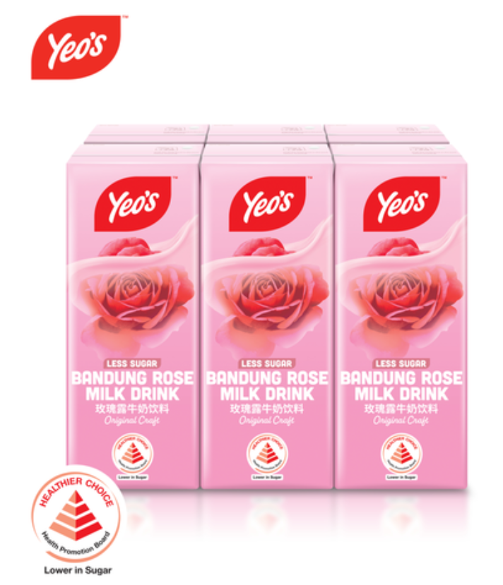 Yeo's Bandung Rose Syrup Drink (250ml x 6 Tetra Pak)